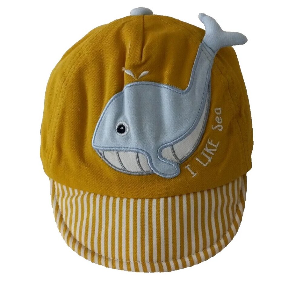 Kids Happy whale sun hat adjustable baseball cap 1-3 years "I LIKE SEA"